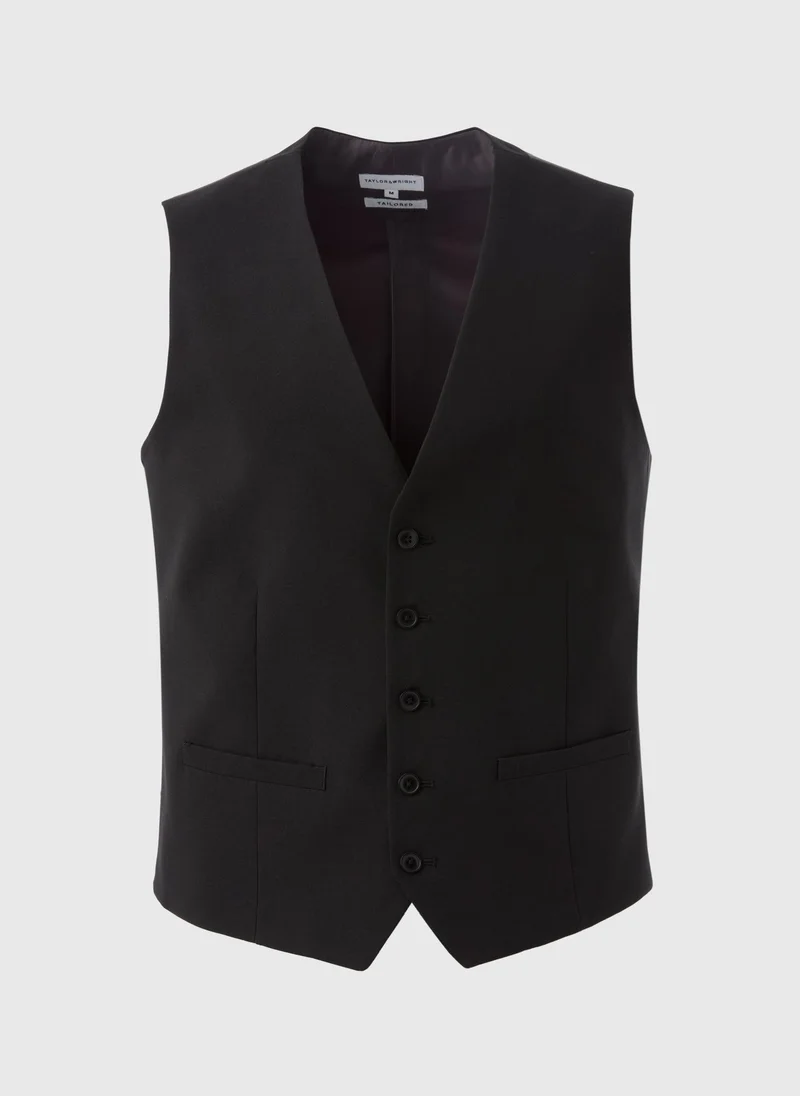 Matalan Taylor & Wright Panama Black Tailored Fit Suit Waistcoat