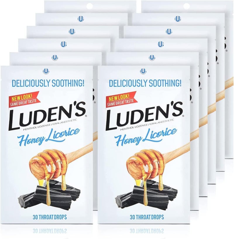 LUDEN'S قطرات لودنس المهدئة للحلق بنكهة العسل والعرقسوس 30 حبة عبوة من 12 - Image 1