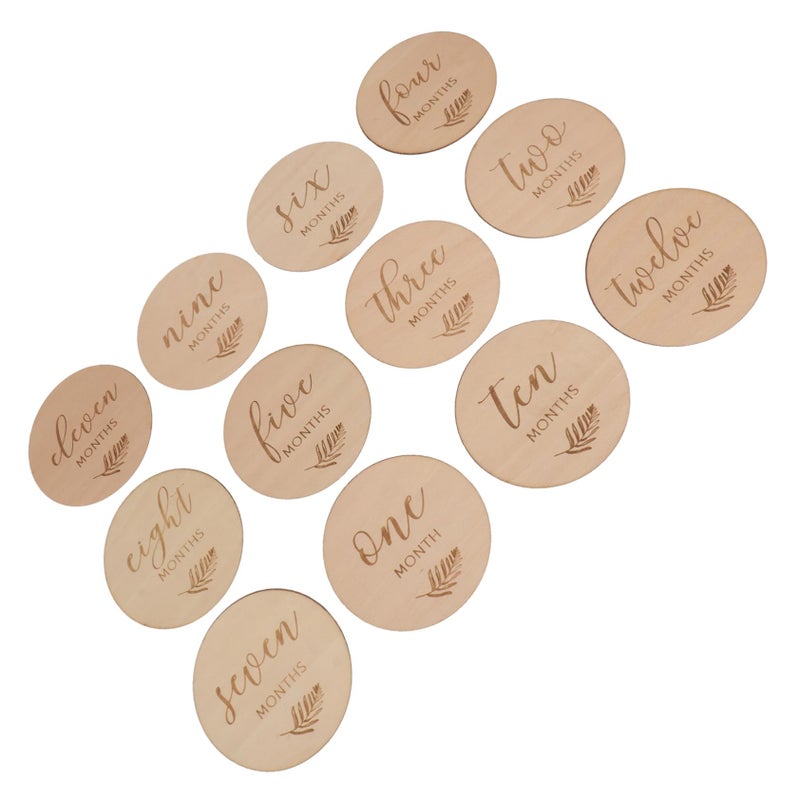 Wooden Growth Discs For Newborn Monthly Photo Props 10x10x0 2cm First Year Memories - Image 2
