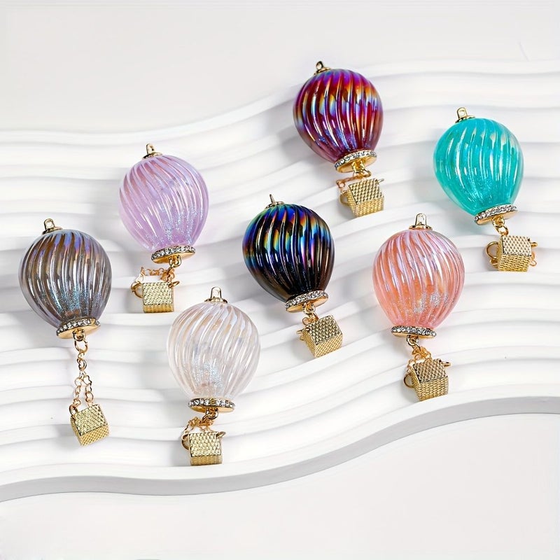 Light Violet Copper And Rhinestone Hot Air Balloon Pendant For Necklace Keychain Craft Jewelry Making - Image 1
