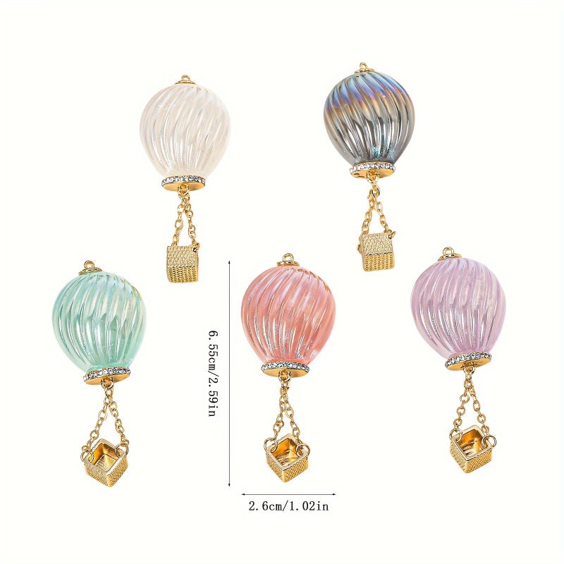 Light Violet Copper And Rhinestone Hot Air Balloon Pendant For Necklace Keychain Craft Jewelry Making - Image 4