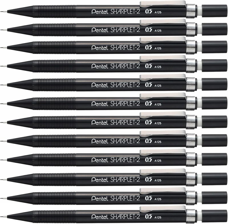 Pentel قلم رصاص أوتوماتيكي بنتل شاربليت-2، حجم رأس 0.5 مم، أسود، علبة من 12 (A125A) - Image 1
