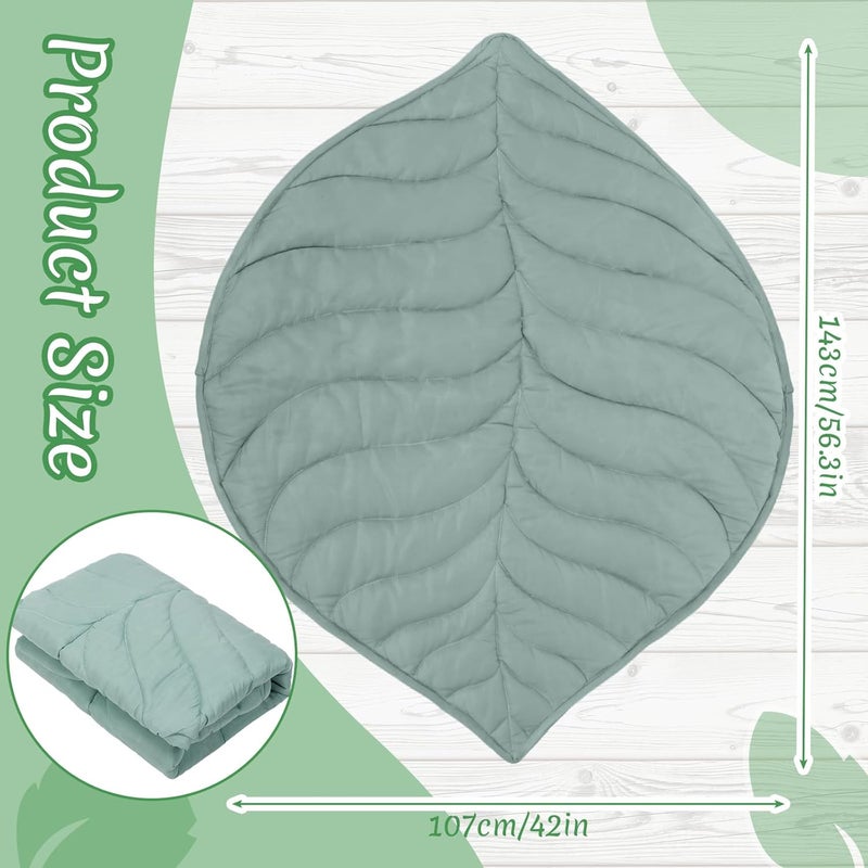 Funtery Baby Play Mat 56 x 42 Inch Cotton Crawling Cushion Cotton Nursery Rug Large Thick Soft Reversible Washable Folding Floor Playpen Mat Nursery Decor Rug for Girls BoysGreenLeaf - Image 3