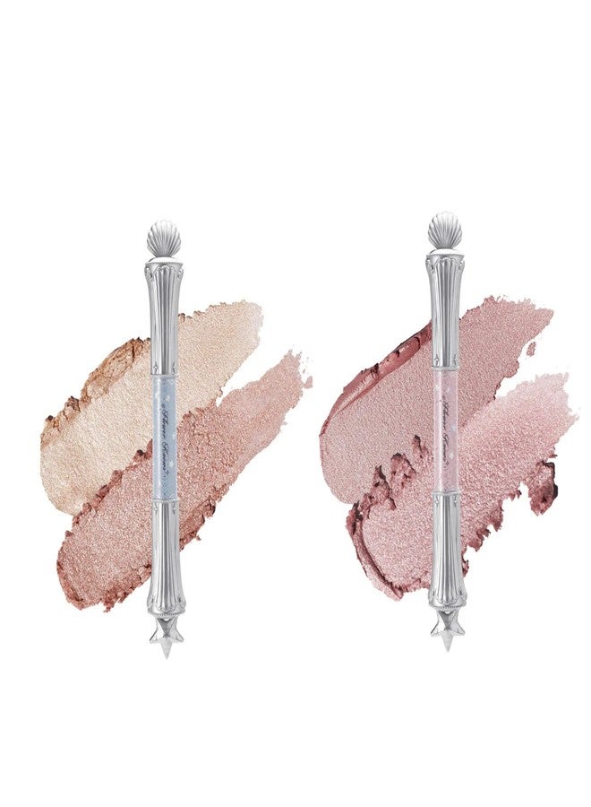 Flower Knows Shell's Jewel 2-in-1 Under Eye Highlighter Stick Set,Smudge-Proof Creamy Shimmer EyeShadow Stick,Dual-Color Highlighter,Convenient Multi-Use Makeup Pencil - Image 1