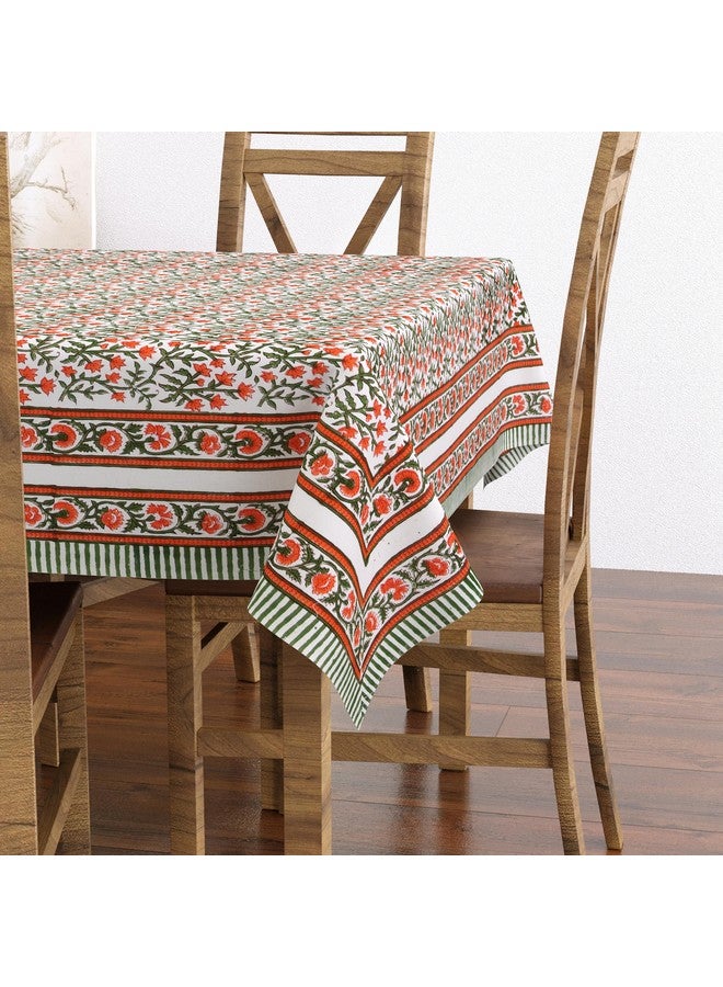 BLOCKS OF INDIA Cotton Hand Block Print Rectangular Table Cloth For 6 Seater Dining Table (60 Inch X 90 Inch) (Jaal) - Image 1