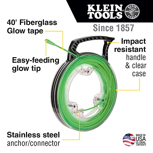 Klein Tools 50660 Glow In The Dark Fish Tape Fiberglass with Nylon Tip and StainlessSteel Connector for Fish Rod Attachments 40Foot - Image 3