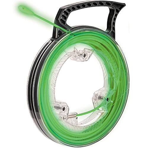 Klein Tools 50660 Glow In The Dark Fish Tape Fiberglass with Nylon Tip and StainlessSteel Connector for Fish Rod Attachments 40Foot - Image 1