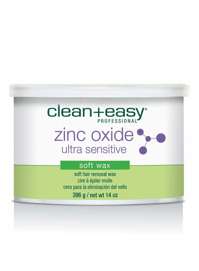 Clean + Easy Zinc Oxide Ultra Sensitive Soft Wax for Hair Removal - Depilatory Wax for Sensitive Skin, Removes Fine to Medium Hair, DIY Waxing, 14oz - Image 1