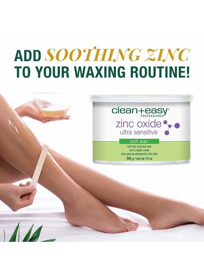 Clean + Easy Zinc Oxide Ultra Sensitive Soft Wax for Hair Removal - Depilatory Wax for Sensitive Skin, Removes Fine to Medium Hair, DIY Waxing, 14oz - Image 2