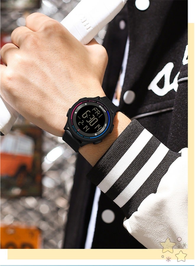 Unisex Multifunctional Electronic Watch Fashion Glow-In-The-Dark With Alarm Clock 6158 Black