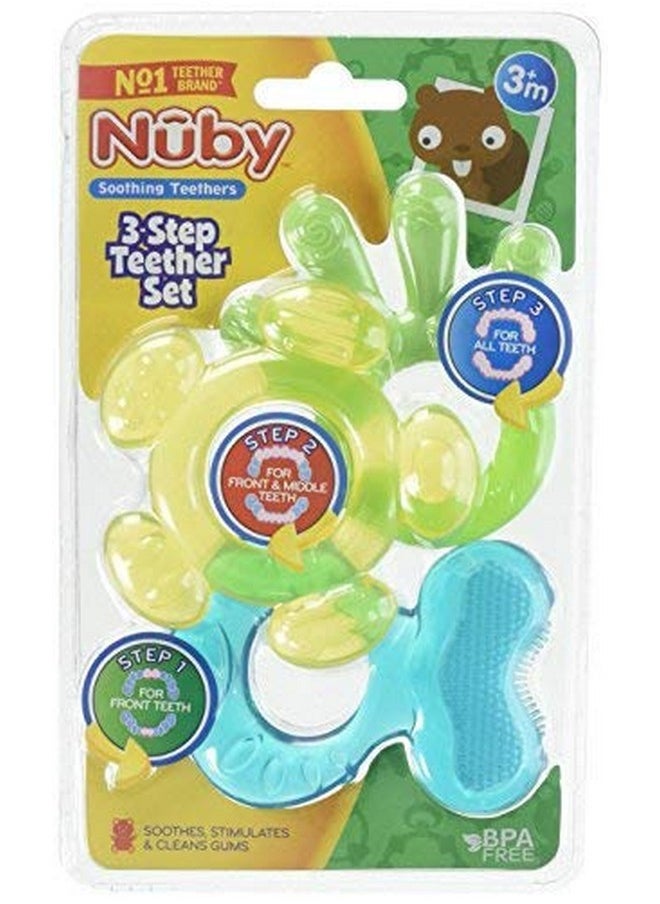 Nuby Nuby Soothing Teether Set, 3 Pack, Green/Blue/Yellow (BOY)  - Image 2
