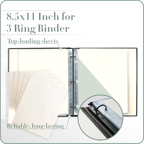 Gallery Leather Clear Sheet Protectors for 3 Ring Binder - Top Loaders Sleeves, 8.5 x 11 Inch, 5 Sheets, Archival Safe, Letter Size, for Documents, Presentations and Photos - Image 3