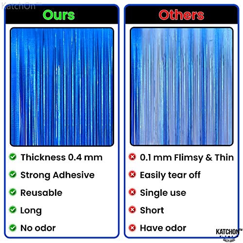 KatchOn, XtraLarge Iridescent Blue Streamers Backdrop - 3.2x8 Feet, Pack of 2 | Iridescent Blue Backdrop Curtain for Graduation Decorations 2025, Summer Decoration, Fathers Day Decorations - Image 4
