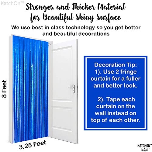 KatchOn, XtraLarge Iridescent Blue Streamers Backdrop - 3.2x8 Feet, Pack of 2 | Iridescent Blue Backdrop Curtain for Graduation Decorations 2025, Summer Decoration, Fathers Day Decorations - Image 2