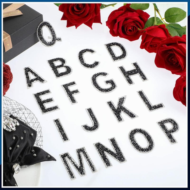 KASTWAVE 52 Pieces Glitter Rhinestone Letter Stickers, Crystal Rhinestone Self Adhesive Resin Stickers, A-Z for Clothing, DIY Crafts, Decorations, Shiny Effect, Easy to Apply, Not Easy to Fall Off, Black - Image 2