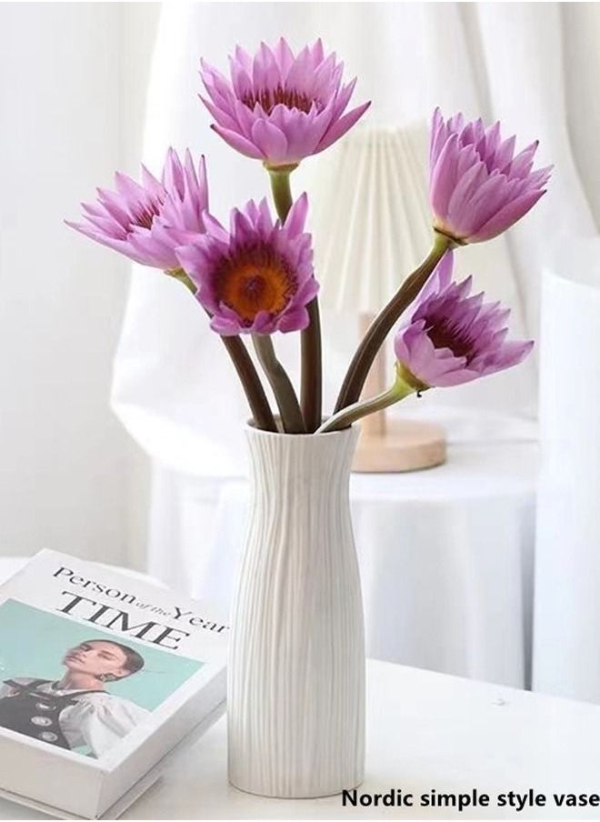 Kutis 1-Piece Nordic Simple Style Vase Floral Decoration for The Home Living Room Bedroom Tabletop Decoration PP Material White 9 x 8 x 23.5 Centimeter  - Image 1