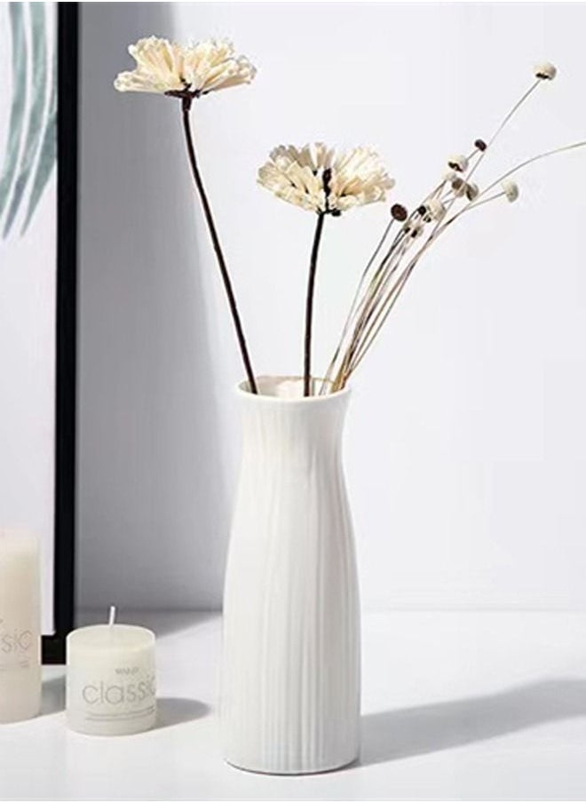 Kutis 1-Piece Nordic Simple Style Vase Floral Decoration for The Home Living Room Bedroom Tabletop Decoration PP Material White 9 x 8 x 23.5 Centimeter  - Image 3