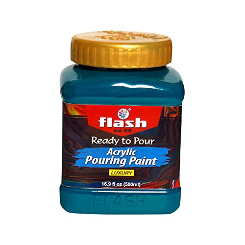 Flash Acrylic Ready to Pour Pouring Paint/Fluid Acrylic 500ml / 16 fl oz Pre-Mixed Water-Based - for Canvas, Wood, Paper, Crafts, Tile, Rocks and More… (Sap Green) - Image 1