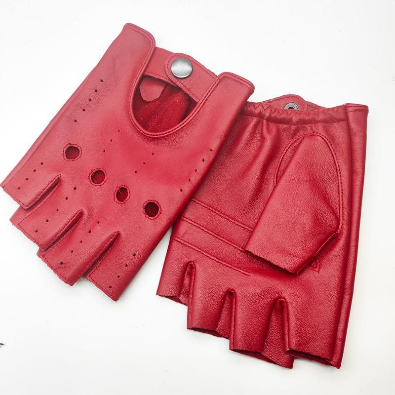 Europe and the United States cross-border manufacturers wholesale new mens leather gloves outdoor riding sports red womens leather gloves Red stitching with loop 