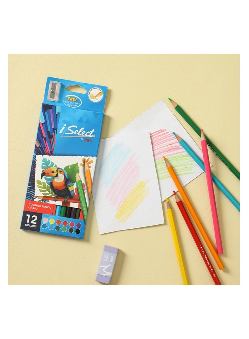 Deli 12-Piece Colour Pencils With A Sharpener Multicolour - Image 4