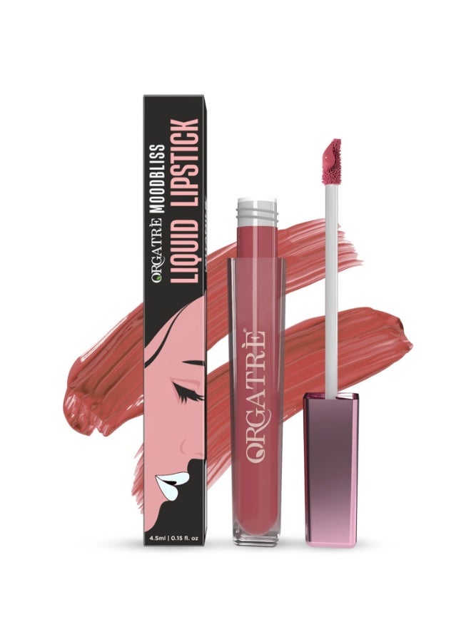 Orgatre Moodbliss Liquid Lipstick | Waterproof, Long Lasting & Smudge Proof | Non-Drying, Lightweight & Highly Pigmented | Matte Finish | 4.5ml (Raspberry Merlot) - Image 1