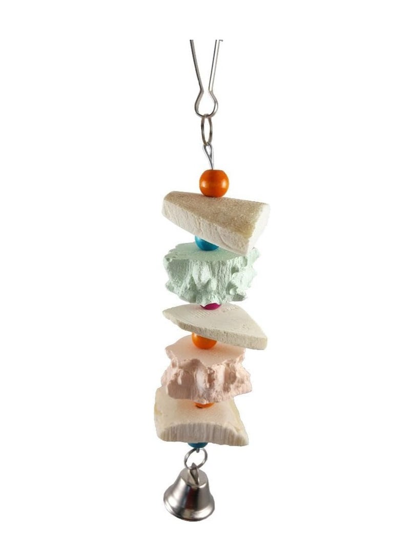 Sylqvxh Bird Cuttlebone, Parrot Chewing Toy Beak Trimmer Calcium Stone with Bell for Parrots Conures Cockatiels Parrots Budgies African Grey-2PCS - Image 2