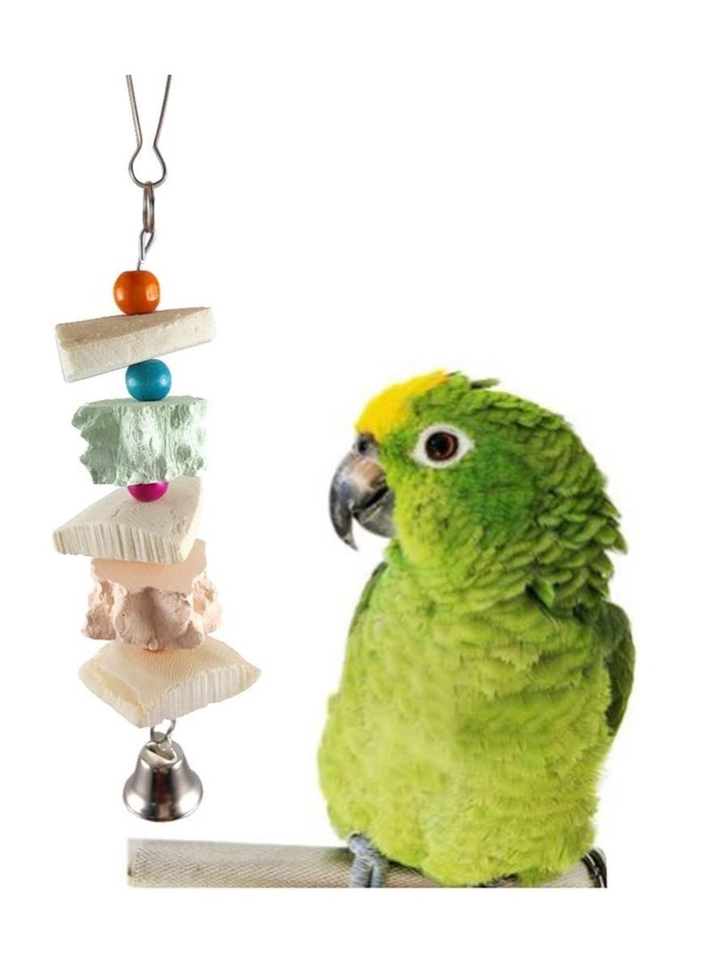 Sylqvxh Bird Cuttlebone, Parrot Chewing Toy Beak Trimmer Calcium Stone with Bell for Parrots Conures Cockatiels Parrots Budgies African Grey-2PCS - Image 3