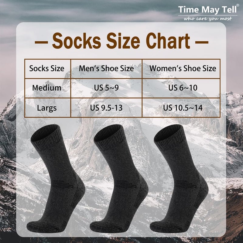 Time May Tell Mens and Womens Merino Wool Hiking Cushioning Socks For Outdoor Wool-Socks-For-Men 3 Pack (Dark gray(3 Pairs) US Size 9-13 - Image 5