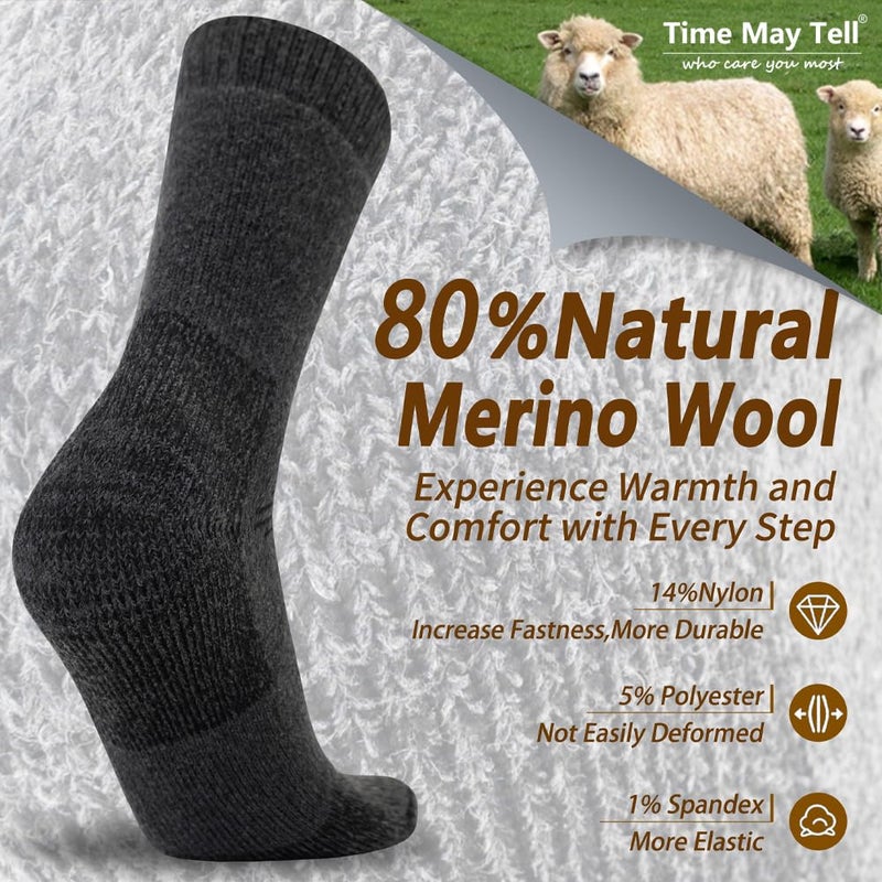 Time May Tell Mens and Womens Merino Wool Hiking Cushioning Socks For Outdoor Wool-Socks-For-Men 3 Pack (Dark gray(3 Pairs) US Size 9-13 - Image 4