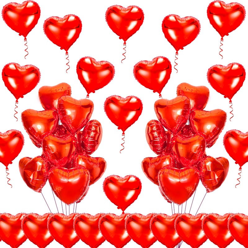 kortes Red Heart Balloons 50pcs 10inch Foil Valentines Day Decoration Kit Womens Department Romantic Occasions - Image 2