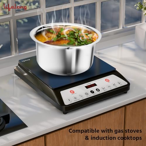 Lifelong Triply Tope with Lid for Cooking - Stainless Steel 20 cm Tope with Lid - 1 Litre Induction Bottom & Gas Stove Cookware (Silver, LLTPT23) - Image 4