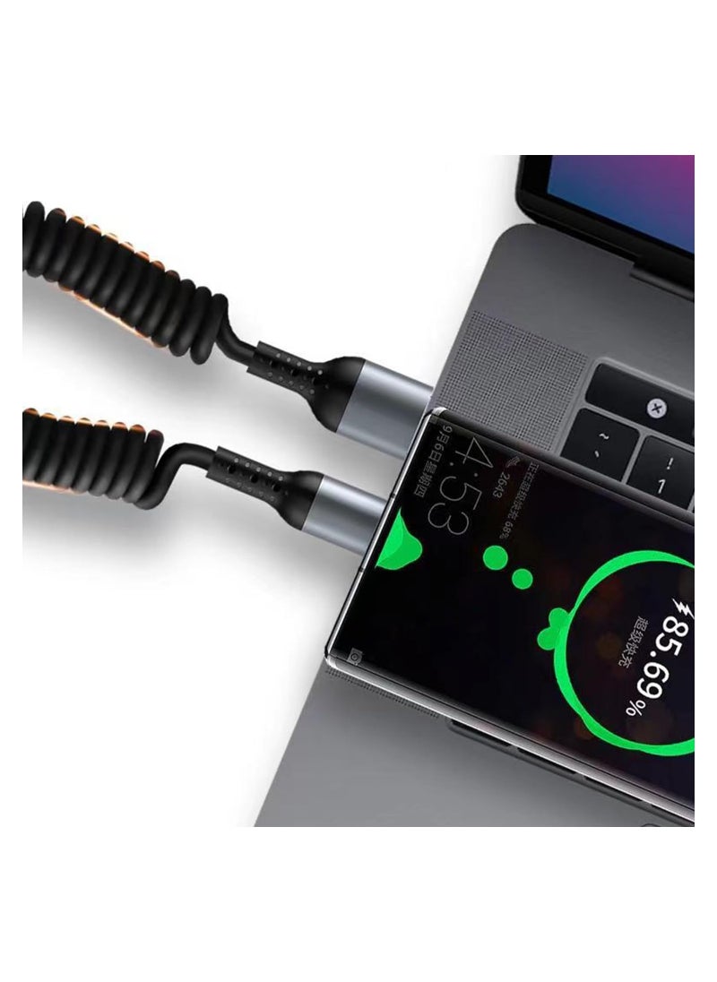 SYOSI - Type C Cable USB C to USB A Cable Rapid Charger Durable Nylon Braided USB C Charging Cable Type C Charger Retractable Fast Charging Coiled Cable for Most Smartphones Tablets Laptops - Image 1