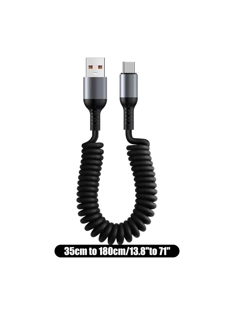 SYOSI - Type C Cable USB C to USB A Cable Rapid Charger Durable Nylon Braided USB C Charging Cable Type C Charger Retractable Fast Charging Coiled Cable for Most Smartphones Tablets Laptops - Image 1