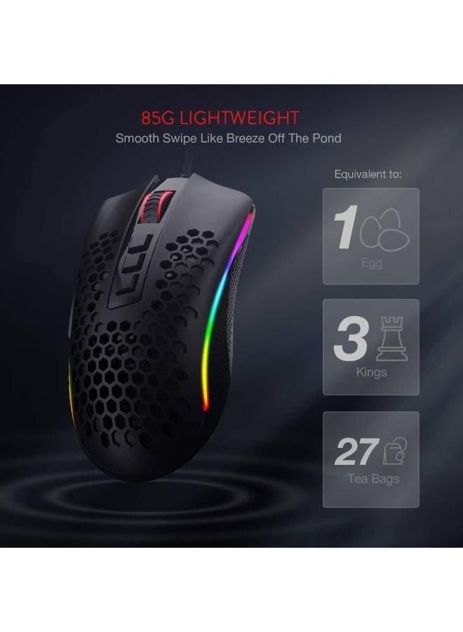 REDRAGON Storm Lightweight Rgb Gaming Mouse 85G Ultralight Honeycomb Shell - Image 4
