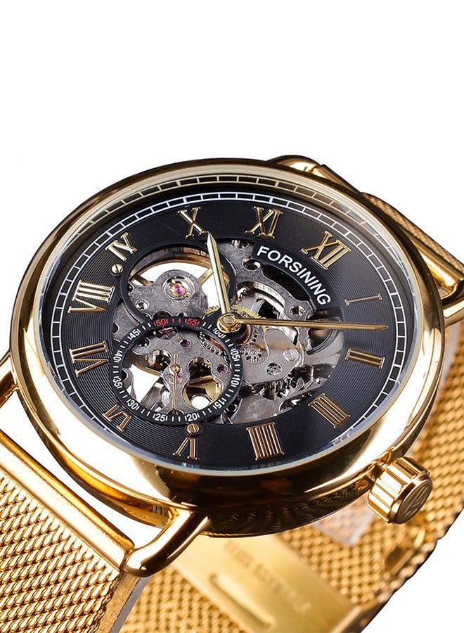 Forsining Watch Metal Mesh Strap Skeleton Dial Men's Watch - Vintage Versatile Formal Occasion Style - Image 2