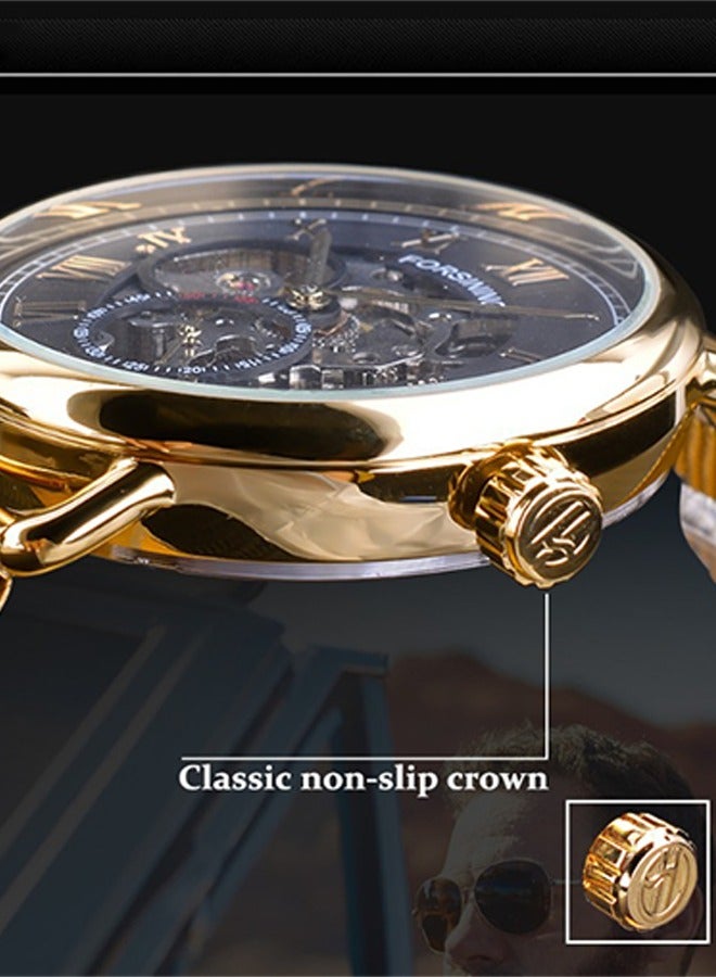 Forsining Watch Metal Mesh Strap Skeleton Dial Men's Watch - Vintage Versatile Formal Occasion Style - Image 5