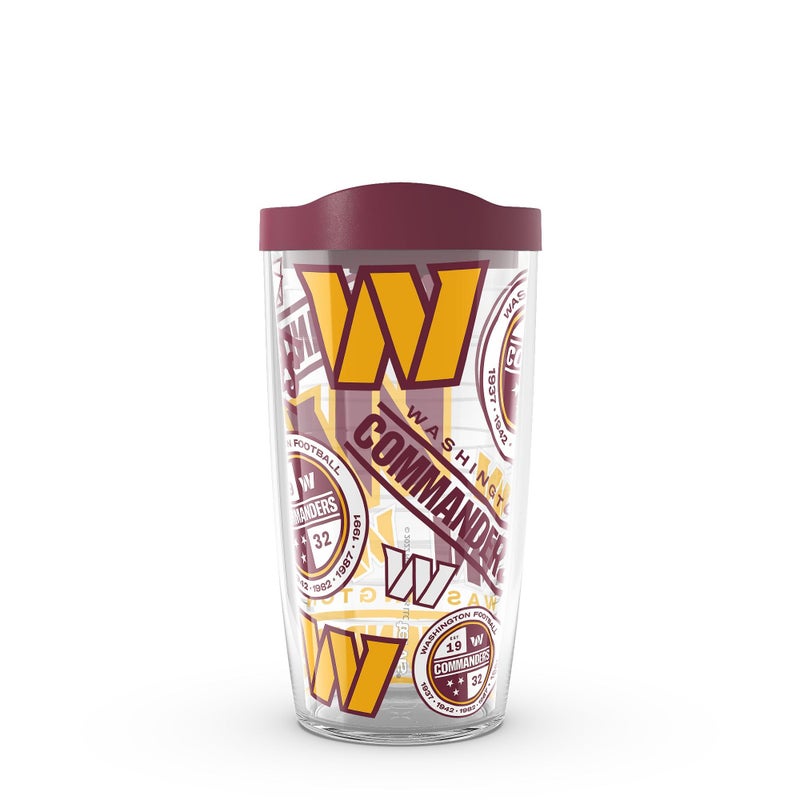 Tervis Made in USA Double Walled NFL Washington Commanders All Over Insulated Tumbler Cup Keeps Drinks Cold & Hot  16oz  Classic - Image 1