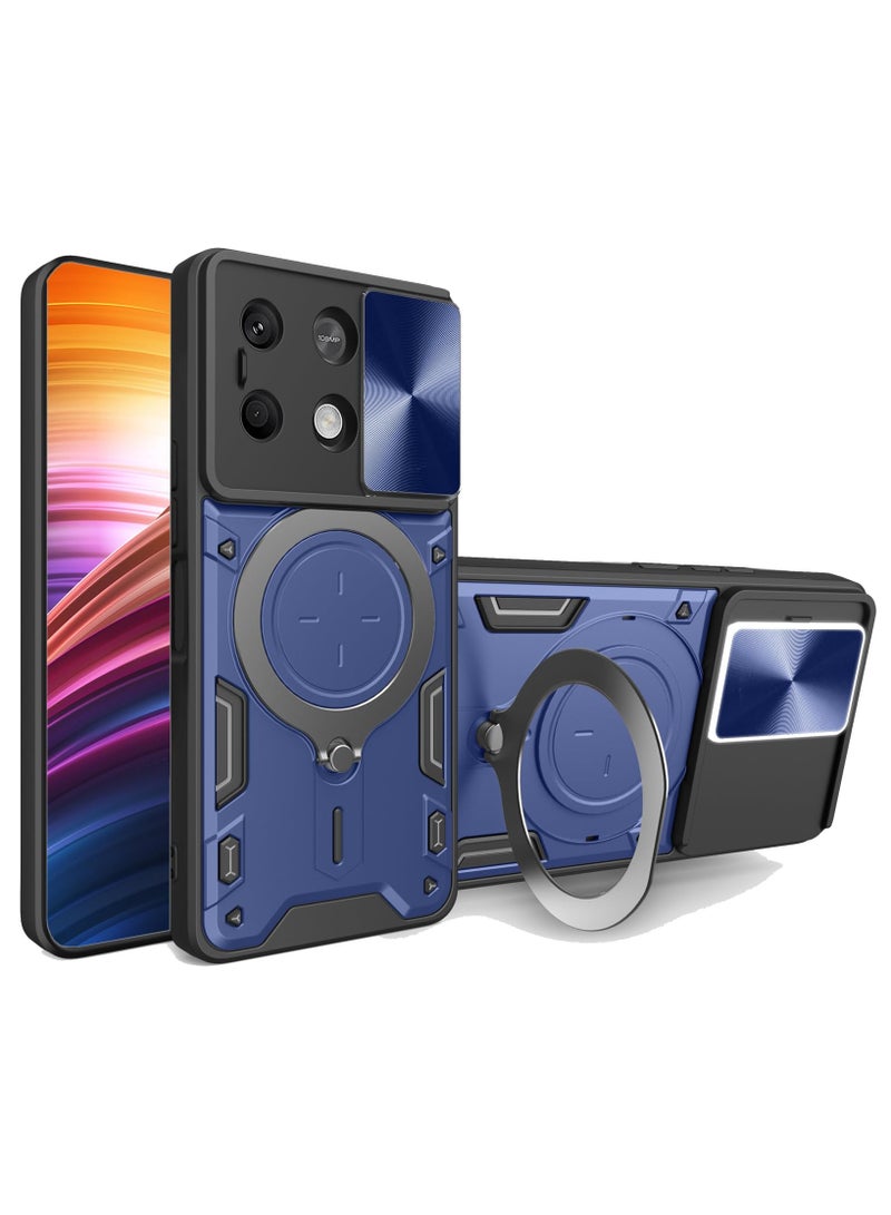 Case Cover for Xiaomi Redmi Note 13 Pro 4G / POCO M6 Pro 4G Mobile Phone Case Cover, Slide Camera Lens Cover, 360°Rotating Kickstand Ring, Bumper Shockproof Phone Case，Compatible with Car Magnetic Mount