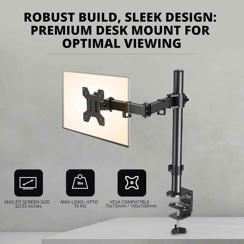 ROBUSTT Computer PC Monitor LED TV Desk Mount Stand with Articulating Center Arm Joint | for 15" to 33" Screens Full Motion Mount | Height Adjustable | Gaming Screen - Pack of 5 - Image 5
