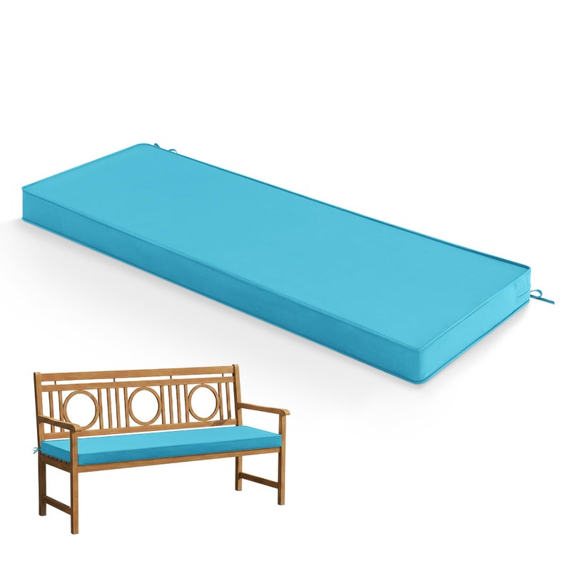 Summsun Outdoor Bench Cushion: Waterproof and Fade Resistant Patio Furniture Cushions - Non-Slip Bench Pad Cushion with Removable Cover for Garden Swing Porch Sofa Settee, 48 x 18 x 3 Inch, Teal - Image 1