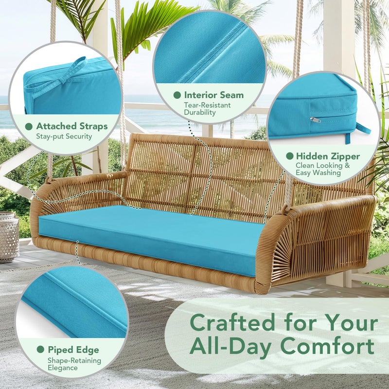 Summsun Outdoor Bench Cushion: Waterproof and Fade Resistant Patio Furniture Cushions - Non-Slip Bench Pad Cushion with Removable Cover for Garden Swing Porch Sofa Settee, 48 x 18 x 3 Inch, Teal - Image 4
