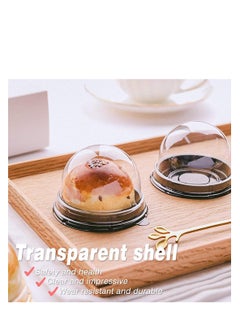 SYOSI Cake Box Cupcake Container 50 PCS Mooncake Boxes Clear Plastic Mini Muffin Pod Dome Muffin Single Cupcake Holders Individual Cupcake Containers Plastic Disposable (Black)  - Image 3