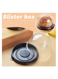 SYOSI Cake Box Cupcake Container 50 PCS Mooncake Boxes Clear Plastic Mini Muffin Pod Dome Muffin Single Cupcake Holders Individual Cupcake Containers Plastic Disposable (Black)  - Image 2