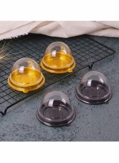 SYOSI Cake Box Cupcake Container 50 PCS Mooncake Boxes Clear Plastic Mini Muffin Pod Dome Muffin Single Cupcake Holders Individual Cupcake Containers Plastic Disposable (Black)  - Image 4