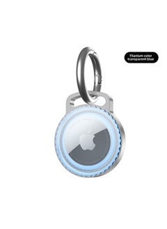Metal Aluminum Alloy Waterproof IP68 AirTag Tracker Protective Case Anti-Fall Simple Style Transparent Shell For Apple AirTag-Color:titanium Transparent Blue-Applicable Model:Private Mold ~ Metal Locator