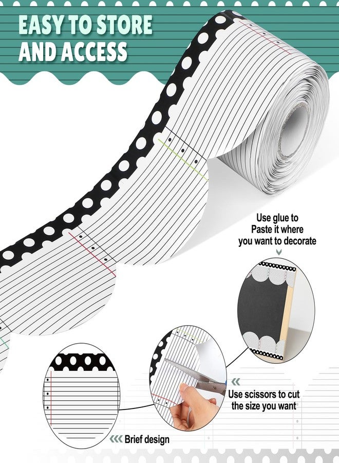 Zonon 65. 6ft Composition Notebook and Black and White Dot Bulletin Board Border Composition Notebook Scalloped Rolled Border Trim for Bulletin School Classroom Wall Desks Locker Decorations - Image 3