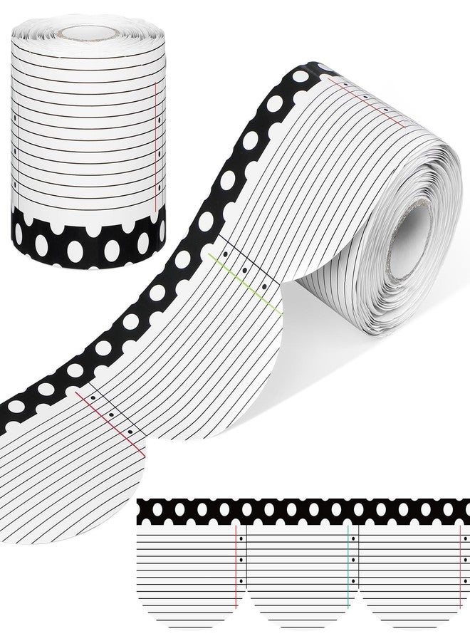 Zonon 65. 6ft Composition Notebook and Black and White Dot Bulletin Board Border Composition Notebook Scalloped Rolled Border Trim for Bulletin School Classroom Wall Desks Locker Decorations - Image 1