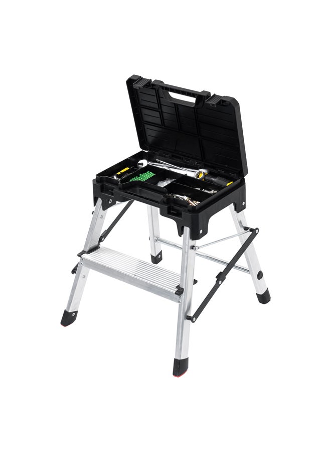 DPT صندوق أدوات مع سلم، فضي*أسود، حجم 43.3*42.4 سم - Image 1