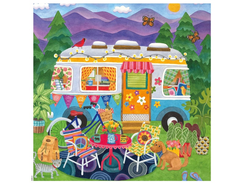 Ceaco - Happy Camper - Mountain Camper - Oversized 300 Piece Jigsaw Puzzle, 19 x 19 - Image 2