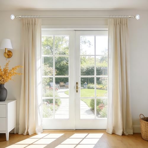 TONIAL Curtain Rods 32 to 115 Inch(2.6-9.6ft), Telescoping Splicing 3/4 Single Rods for Windows Decorative Drapery Rod with Acrylic Diamond Finial, Champagne Gold - Image 2